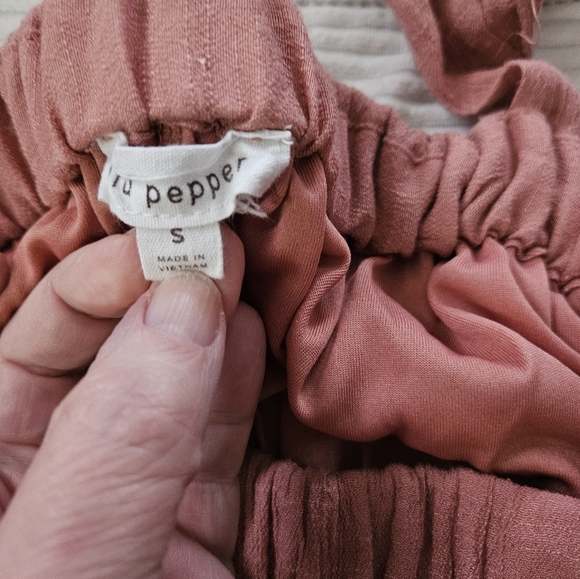 Blu Pepper Women's Ruffled Dress. Rust/Brown/orange. Size S - Picture 8 of 8